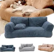 YOHFRFGX Revuera Pet Sofa, Plush pet Sofa, Calming pet Sofa, Washable Large Memory Foam, Fluffy Plush Pet Sofa, Dog Sofa Couch Bed for Large Small Dogs & Cats (Dark Gray,S)