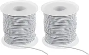 uxcell Elastic String for Bracelet 164 Ft/50 Meter Length 1.2 mm Dia, 2 Roll Sturdy Stretchy String Cord for Jewelry Making Necklace Beading Craft DIY, Gray