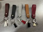 Genuine Leather Key Chains Set Of 5 With Stainless Steel Key Rings-tassels Charm