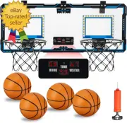 Indoor Double Shot Basketball Hoop Over-The-Door Wall Mount with LED Light & El