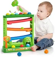 Toddlers Toys for 1 2 3 Years Old Kids, Pound A Ball Toys Included 2 Hammer & 12 Balls, Montessori Toys for 12-18 Months Baby, Interactive Game for Boys and Girls, Early Learning Educational Gift