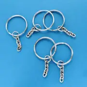 BULK 50 Key Chain Rings Silver 25mm (1") with Attached Chain Z059
