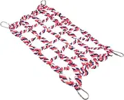 Veemoon Parrot Climbing Net & Rope Ladder for Ferrets - Hanging with Cotton Rope & Wood Perch for All Parrot Breeds - Fun Activity Decor for Bird Cages in Assorted Colors