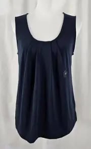 New Banana Republic Womens top Sleeveless Navy Blue Polyester Spandex Small