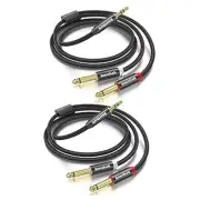 2pack 10Ft 3.5mm TRS to Dual 6.35mm Stereo Cable 1/8 TRS to Dual 6.35mm 1/4 TS