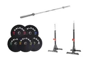 Reload Bumper Plate, Barbell & Squat Rack Package - 100kg