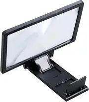 KALLORY Phone Screen Amplifier with Foldable Stand Magnification High Definition Vision Compatible with All Smartphones for Movies and Reading Black