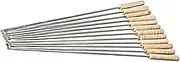 Barbecue Skewers with Wood Handle Stainless Steel Roasting Sticks for BBQ Camping Cookware Grill Cooking 12PCSBarbecue Skewers