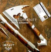 IMPACT CUTLERY RARE CUSTOM D2 FULL TANG HATCHET, TOMAHAWK AXE KNIFE