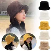 Solid Color Lamb Wool Fisherman Hat Warm Sun Hat Winter R8U6 Y5U3
