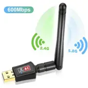 600Mbps Wireless USB WiFi Adapter Dongles Network w/Antenna for Laptop/Desktop