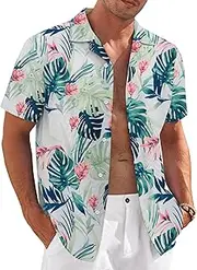 [SNYUMEG] Men's Hawaiian Shirts Short Sleeve Floral Tropical Beach Shirt Summer Vacation Aloha Hawaii Shirt