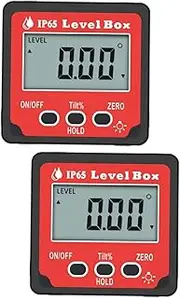 jojofuny 2pcs Portable Digital Inclinometer Angle Gauge Magnetic Level Box Ip65 Waterproof Large Lcd Display for Precision Measurement