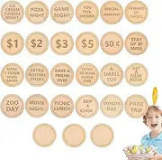 Easter Egg Fillers, Wooden Easter Bunny Coin, 27pcs Easter Egg Tokens - Wood Easter Reward Tokens, Easter Prizes Stuffers Tokens, Unique Family Easter Egg Hunt Activities