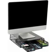 Mind Reader Monitor Stand & Organizer 10 Compartments and 3 Drawers