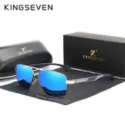 KINGSEVEN Aluminum Men's Sunglasse Polarized Lens Brand Red Design Temples Sun glasses Coating Mirror Glasses Oculos de sol 7719 Gun Blue