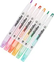SEWACC 6Pcs Double Ended Highlighter Pen Chisel and Fine Tips for Clear Viewing for School Office and Note Taking Smudge Highlighting