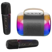 Mini Karaoke Machine Portable Bluetooth Speaker with 2 Wireless Microphones-Black