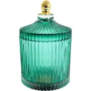 LVD Glass Trinket Box Storage Home Tabletop Decor Round 16cm Theo Azure