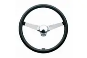 Grant 14-3/4" Classic Series Steering Wheel Chrome 3 Spoke, Black Vinyl Grip. 3-1/2" Dish