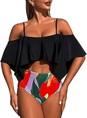 [Generic] Women's Spring/Summer Printed Bikini Nylon Large Split Swimsuit Set Bathing Suit Shorts for Women Plus Size