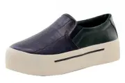 Donna Karan DKNY Women's Bess Platform Navy/Green Croc Sneakers Shoes Sz: 8.5