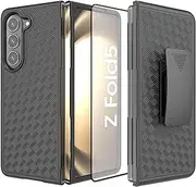 [Ailiber] for Samsung Galaxy Z Fold5 Case, Galaxy Z Fold 5 Phone Holster Case with Screen Protector, Swivel Belt Clip, Kickstand Holder, Slim Shockproof Shell Full Body Cover for Samsung Z Fold5-Black