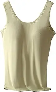 [SHWING] Women's Slim-Fit Camisole - Basic Cami Tank Tops Women,Stretchy Camisoles Cotton Spandex Undershirts Adjustable Spaghetti Strap Green