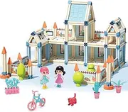 Dollox Dollhouse Creative Building Blocks 233pcs Dollhouse Building Toy Set for Girls Ages 3-8