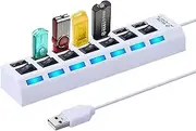 USB Splitter for Laptop - USB Hub Multiport Splitter,USB Extension Splitter with Indicator Lights, PC Keyboard Mouse Laptop Accessories Helves