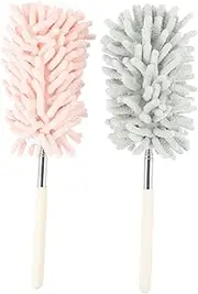 OATIPHO 2Pcs Retractable Microfiber Duster Brush for Household Cleaning Flexible Ash Sweeping Tool for Hard to Reach Areas for Windows Ceiling Fans and Bookshelves