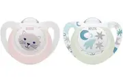 NUK: Star Day & Night Silicone Soother - 0-6mths Pink (2 Pack)