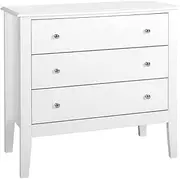 Artiss Chest of Drawers 3 Drawer White Tallboy, Dresser Clothes Storage Cabinet Organizer Lowboy Bedside Table Bedroom Furniture Home Living Room Hallway Entryway