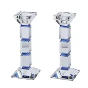 Boker-Tov Shalom Blue Crystal Candlesticks Set