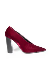 Burgundy Velvet Point Toe Heels