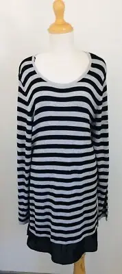 Autograph Plus Size S New with Tags Grey and Black Striped Long Sleeve Knit
