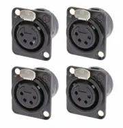 (4 PACK) NEUTRIK NC4FD-L-B-1 4-Pin XLR Female D type Panel Mnt Black w/Gold Pins