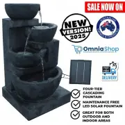 Solar Power Fountain Water Feature Bird Bath w/ LED Lights Outdoor Garden Decor
