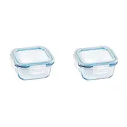 2PK Wiltshire Reusable Square Glass Airtight Leak-Proof Storage Container 800ml