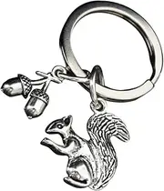 [HORIALENCE] 2Pcs Squirrel Shape Keychain Hand Painted Doll Pendant with Keyring for Car Keys Bag Charms Unique for Squirrel Lovers