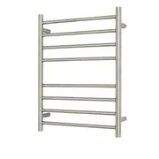 Radiant RTR530 Round Bar Heated Towel Rail - 530 x 700mm - Brushed Nickel - Stainless Steel- Bottom Left/Top Right Wiring