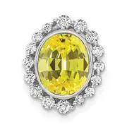 14k White Gold 1/2 Ct. Lab Grown Diamond VS/SI and Oval Lab Created Yellow Sapphire Halo Chain Slide Pendant