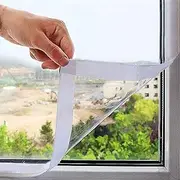Mellroom Window Insulation Kit 74inX79in(190X200cm)for winter keep cold out,adjustable 180㎛(7mil)thick clear film,held by reusable adhesive hook&loop straps easy to open,heavy duty plastic window wrap