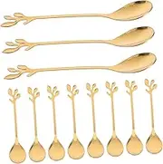 YOSADIER 20pcs Coffee Dessert Stirring Mixing Sugar Stir Ice Cream Fruit Teaspoon Leaf-Shaped Stainless Steel Spoon Multi-Function Stirrer Stirring Spoon