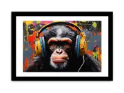 Blue Monkey Framed print Art Poster