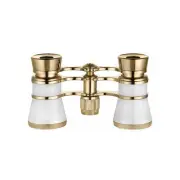 3X Eschenbach Opera Glasses - Elegant Pearl White with Gold Trim - Model: 44431