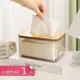 【荷生活】日式透明PET木質上蓋衛生紙盒 抽取式紙巾盒-小號方型1入組