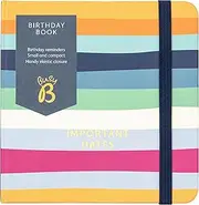 Busy B Birthday Book – Multicoloured Stripe Cover – All your Loved Ones Birthdays in One Place – Compact & Discreet Design with Monthly Index & Elastic Closure Band