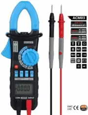 Bside ACM03 Auto Range AC DC Current Clamp Meter Multimeter CAT.III600V Blue