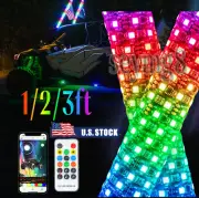 1/2/3FT Spiral LED Fat Whip Light RGB Chasing Antenna Lighted Whips For UTV ATV